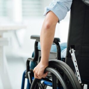 injured person in wheelchair