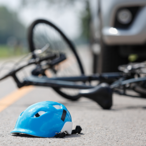 accident car crash with bicycle on road