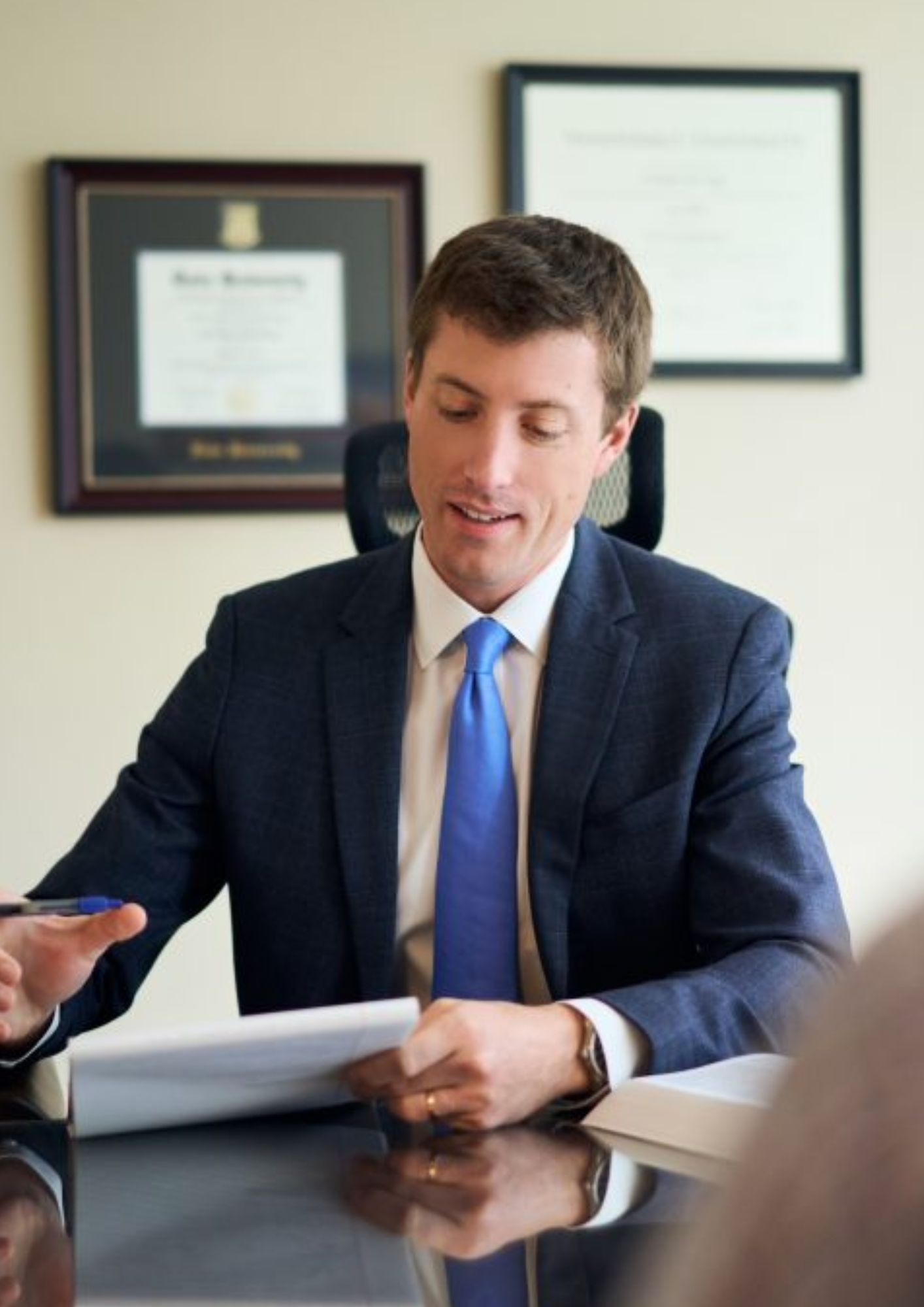 Fairfax Motorcycle Accident Lawyer Chris Regan at his desk