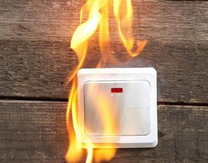 defective product, flames around electrical unit, burning